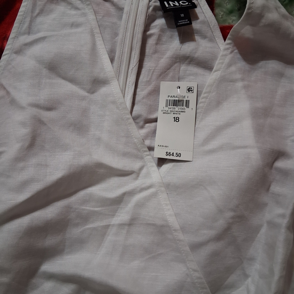 INC International Concepts White Sleeveless V-Neck Wrap Top